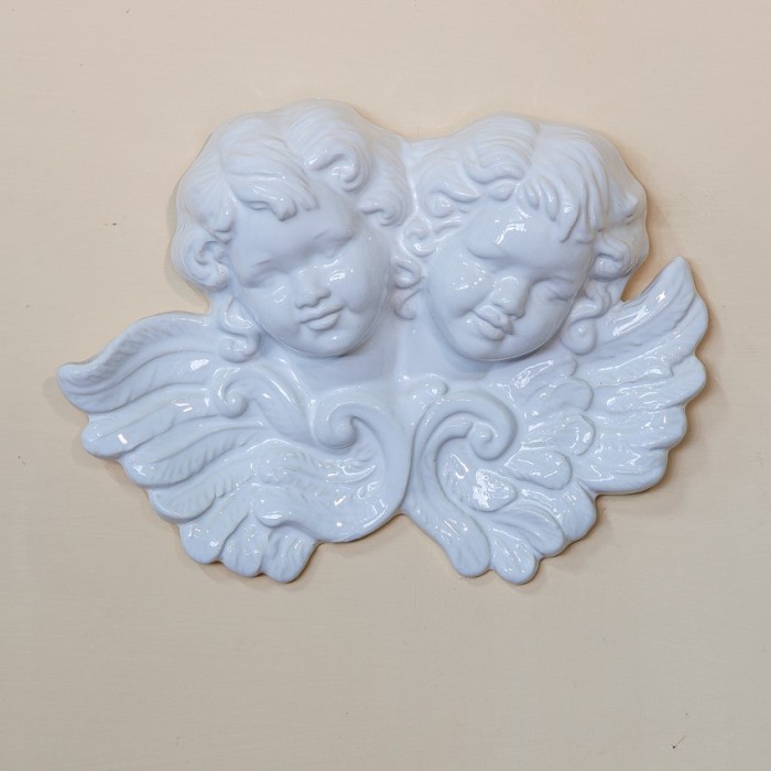Pair of Glazed Ceramic Angels
